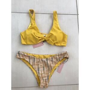 Alamae Carmela Tie Front Padded Bra Bikini Bottom Set Swim